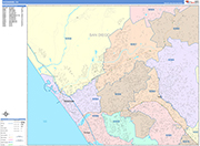 Oceanside  Wall Map Color Cast Style