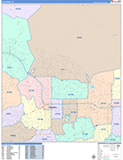 Pasadena  Wall Map Color Cast Style