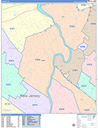 Passaic  Wall Map Color Cast Style