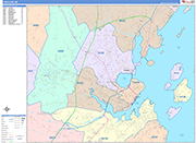 Portland  Wall Map Color Cast Style