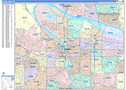Portland Wall Map Color Cast Style
