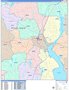 Providence  Wall Map Color Cast Style