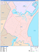 Revere  Wall Map Color Cast Style