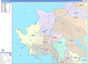 Richmond  Wall Map Color Cast Style