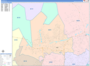 Santee  Wall Map Color Cast Style