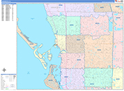 Sarasota  Wall Map Color Cast Style