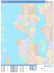 Seattle  Wall Map Color Cast Style