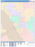 Spokane  Wall Map Color Cast Style