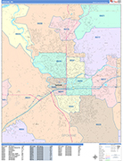 Spokane  Wall Map Color Cast Style