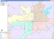 Springfield  Wall Map Color Cast Style