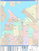 Tacoma Wall Map Color Cast Style