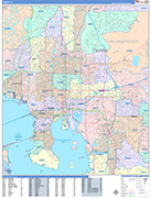 Tampa  Wall Map Color Cast Style