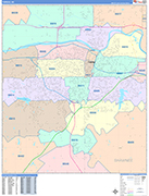 Topeka  Wall Map Color Cast Style