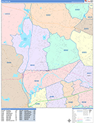 Waltham  Wall Map Color Cast Style