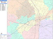 Winston-Salem  Wall Map Color Cast Style