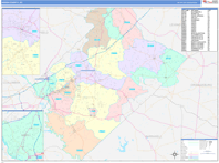 Aiken County Wall Map Color Cast Style