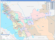 Alameda County Wall Map Color Cast Style