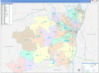 Albany County Wall Map Color Cast Style