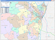 Albany Wall Map Color Cast Style