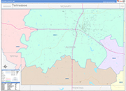 Alcorn County Wall Map Color Cast Style