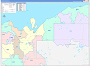 Alger County Wall Map Color Cast Style