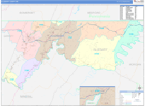 Allegany County Wall Map Color Cast Style