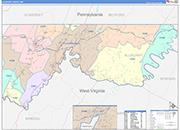 Allegany County Wall Map Color Cast Style