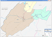 Alleghany County Wall Map Color Cast Style