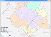 Amherst County Wall Map Color Cast Style