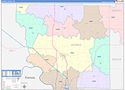 Andrew County Wall Map Color Cast Style