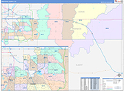 Arapahoe Wall Map Color Cast Style