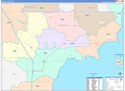 Arenac County Wall Map Color Cast Style