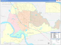 Ascension County Wall Map Color Cast Style