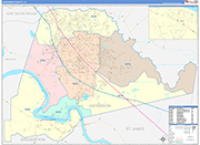 Ascension County Wall Map Color Cast Style