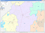 Ashley County Wall Map Color Cast Style