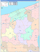 Ashtabula County Wall Map Color Cast Style