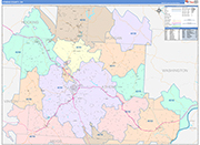 Athens County Wall Map Color Cast Style