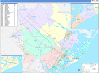 Atlantic County Wall Map Color Cast Style