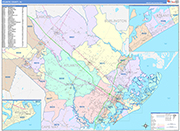 Atlantic County Wall Map Color Cast Style