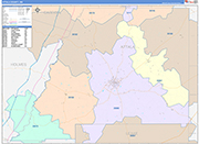 Attala County Wall Map Color Cast Style