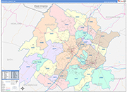 Augusta County Wall Map Color Cast Style