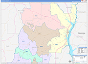 Barbour County Wall Map Color Cast Style