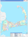 Barnstable County Wall Map Color Cast Style