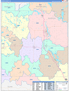 Barron County Wall Map Color Cast Style