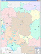 Barry County Wall Map Color Cast Style