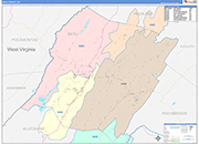 Bath County Wall Map Color Cast Style