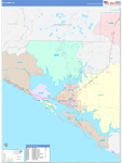 Bay County Wall Map Color Cast Style