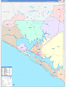 Bay County Wall Map Color Cast Style