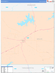 Baylor County Wall Map Color Cast Style