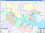 Beaufort County Wall Map Color Cast Style